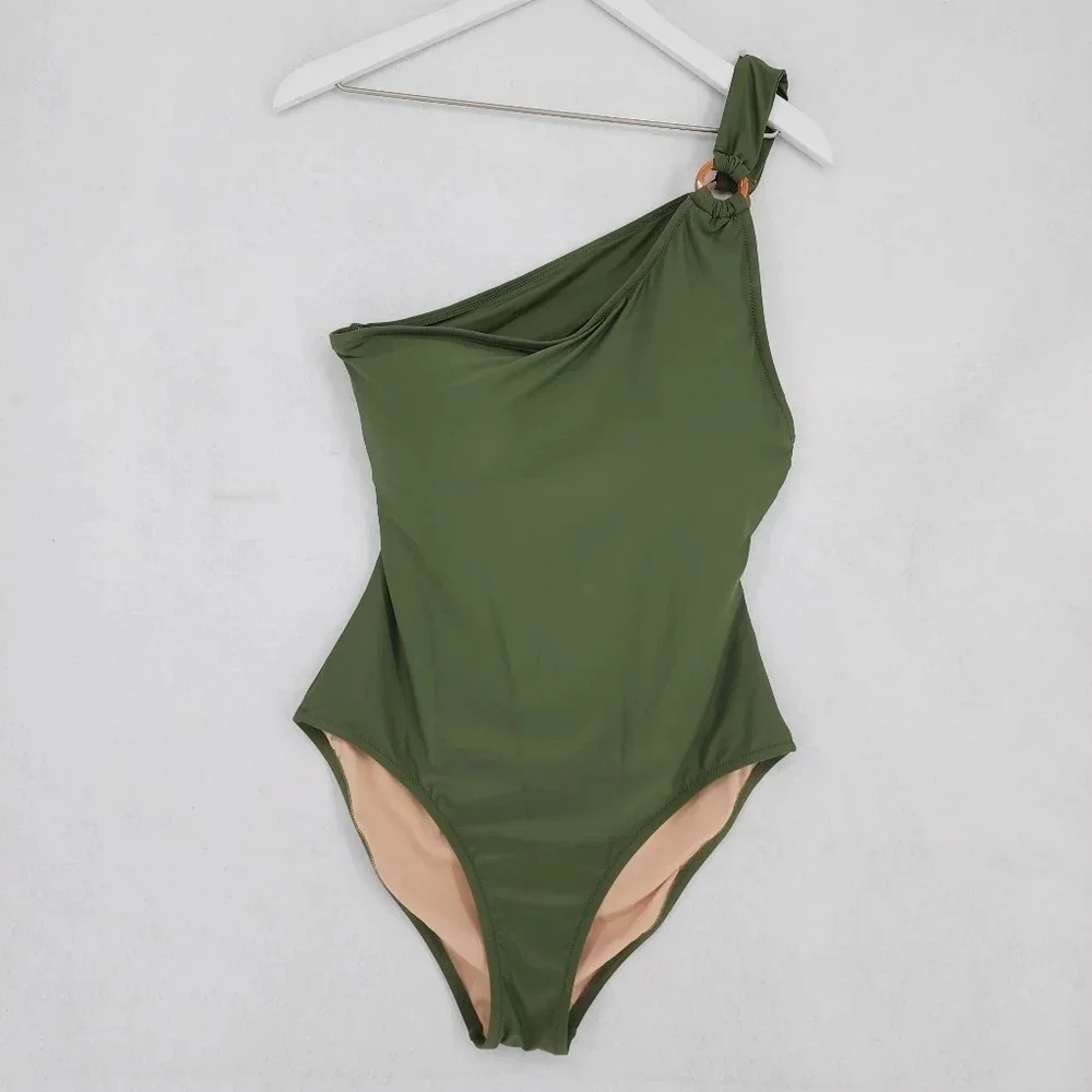 J. Crew One-shoulder Swimsuit with Tortoise Ring - Picture 3 of 12